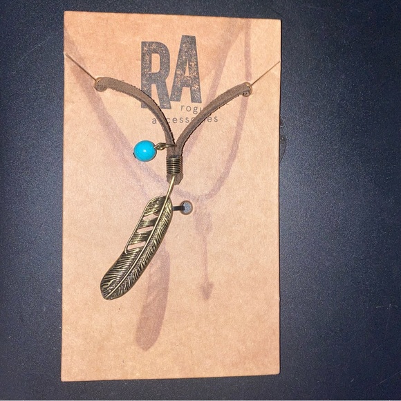 RA Rogue Accessories feather leather cord necklace - Picture 2 of 4